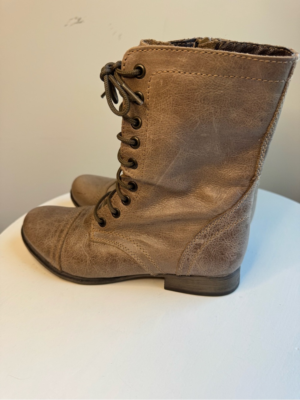 Steve Madden Gray Lace-Up Combat Boots - Picture 2 of 4